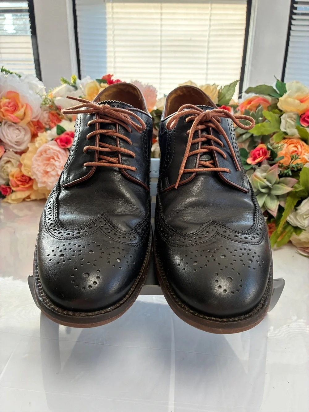Johnston & Murphy J&M 1850 20-1355 Black Leather Longwing Derby Shoes 12M